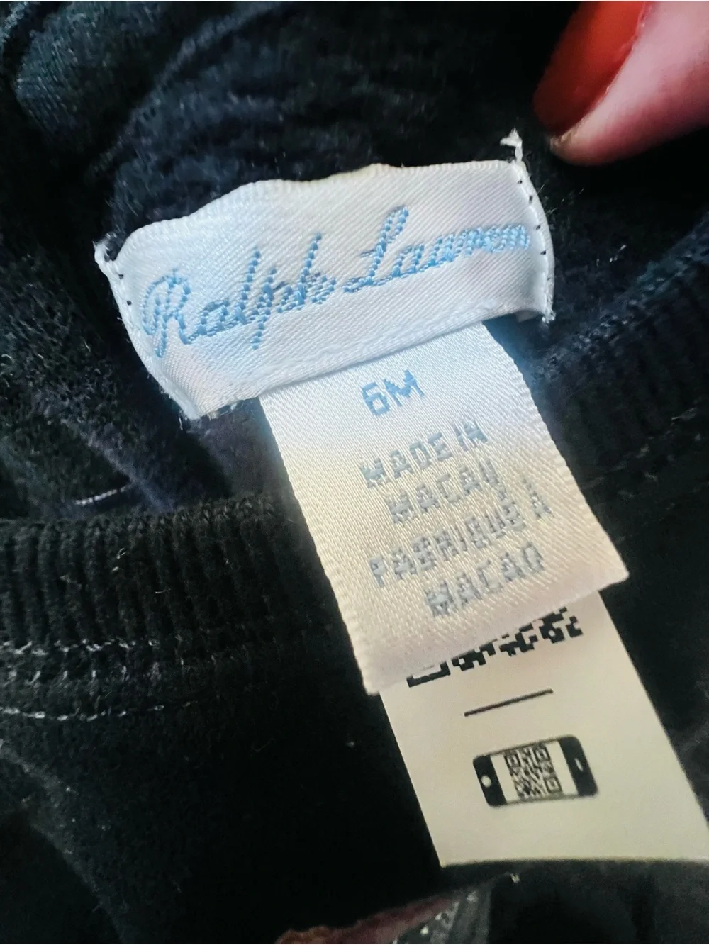 Ralph Lauren Black fleece dress baby polo bear 6M